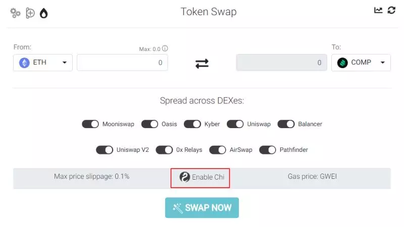 Chi GasToken购买入口示意图