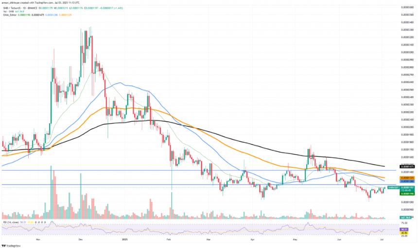 SHIB technical chart showing price movement