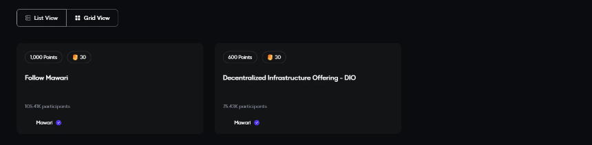 Mawari Galxe任务页面