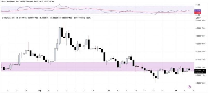 SHIB Price Chart Shows Consolidation Pattern and Resistance Levels