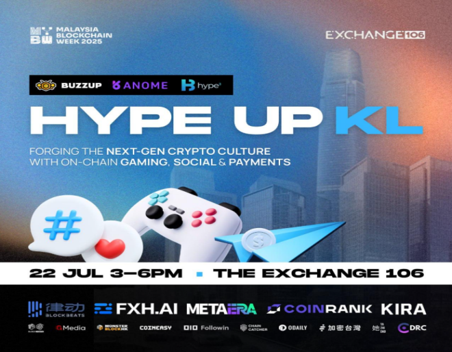马来西亚区块链周边会Hype Up KL即将启幕，聚焦GameFi与SocialFi融合趋势