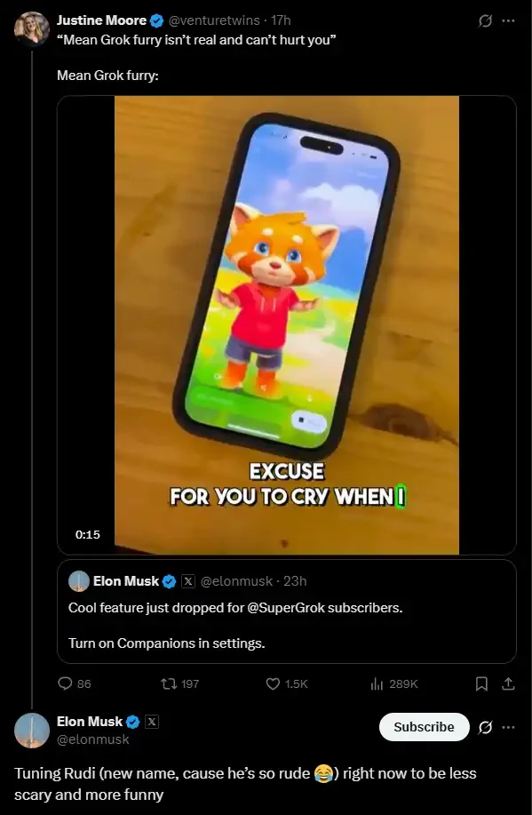 马斯克力推「AI伴侣」引爆市场，ANI代币飙至2000万美元市值