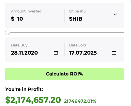 Shiba Inu ROI