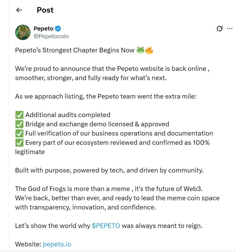 Pepeto 宣布推出价值 550 万美元的预售和模拟交易平台