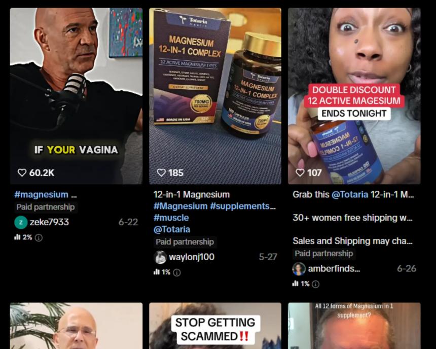 Image: Magnesium ads on TikTok