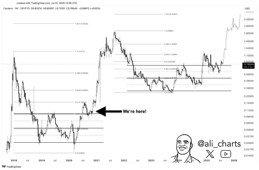 Cardano weekly chart by Ali Martinez