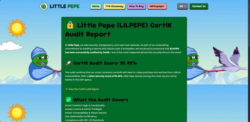 LILPEPE CertiK Audit Report showing 95.49% security score