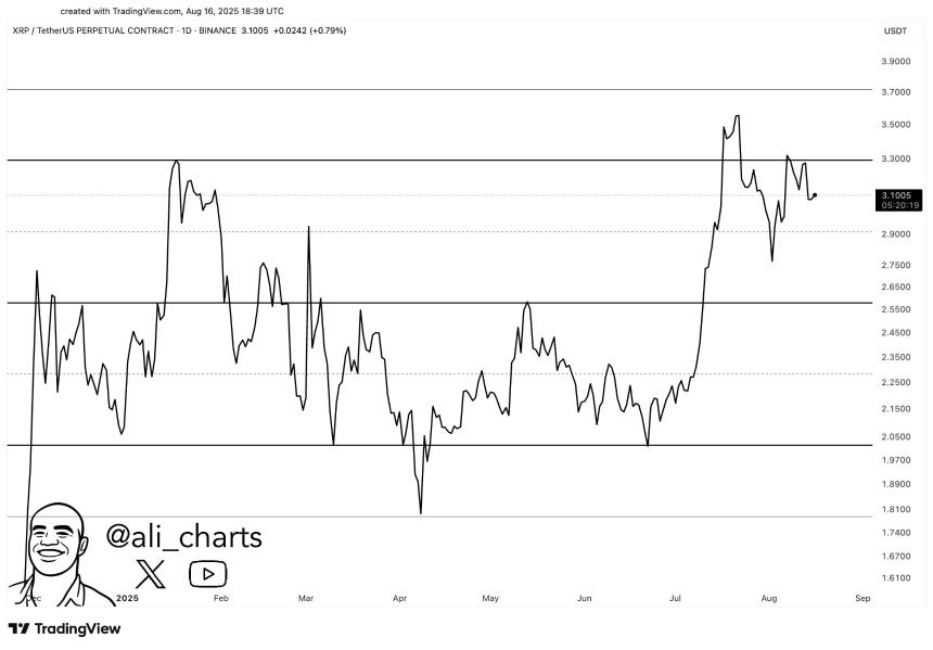 这是关键支撑区域，约1,704,745,581 XRP可能阻止下跌趋势
