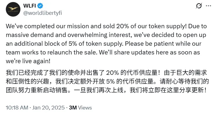 WLFI即将上线早期投资者收益飙升20倍,是巅峰还是新起点?