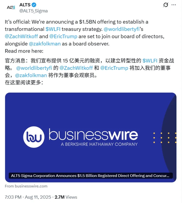 WLFI即将上线早期投资者收益飙升20倍,是巅峰还是新起点?