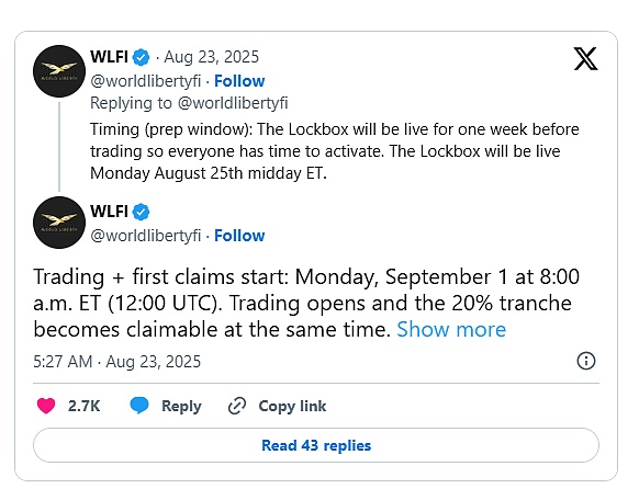 特朗普家族支持的WLFI代币即将上线，估值超2800亿元引发市场热议