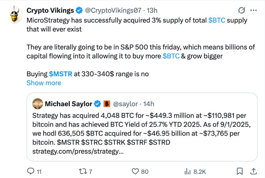 MicroStrategy股价或因标普500指数纳入预期上涨40%，但分析师警示潜在风险