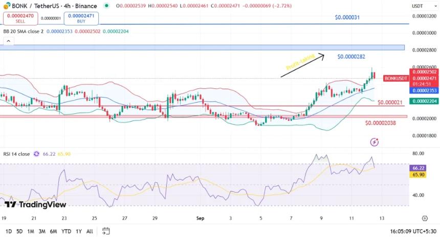 回购需求推动 BONK 价格 2 天内上涨 22%