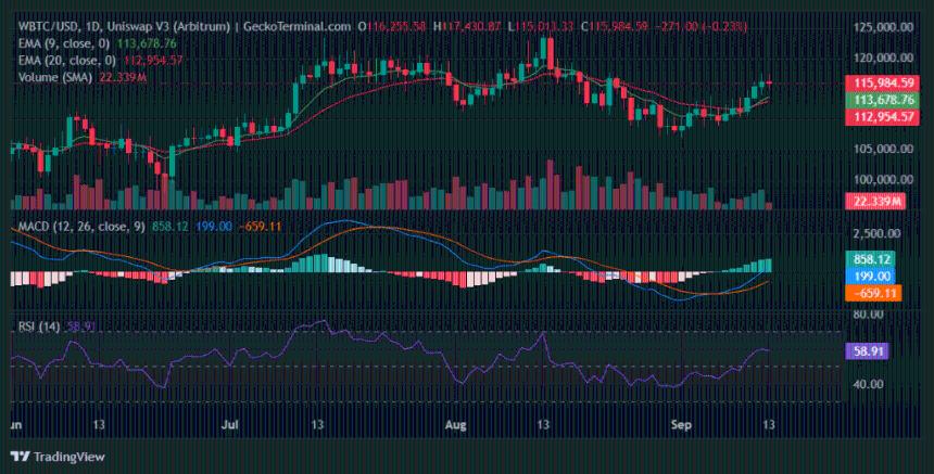 尽管EMA看涨，比特币价格仍面临12万美元附近的强劲阻力