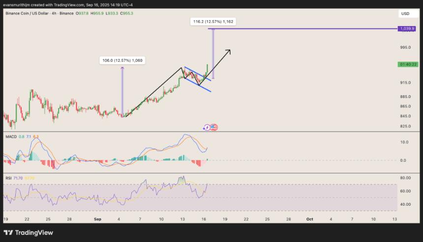 BNB突破历史新高，飙升至950美元上方