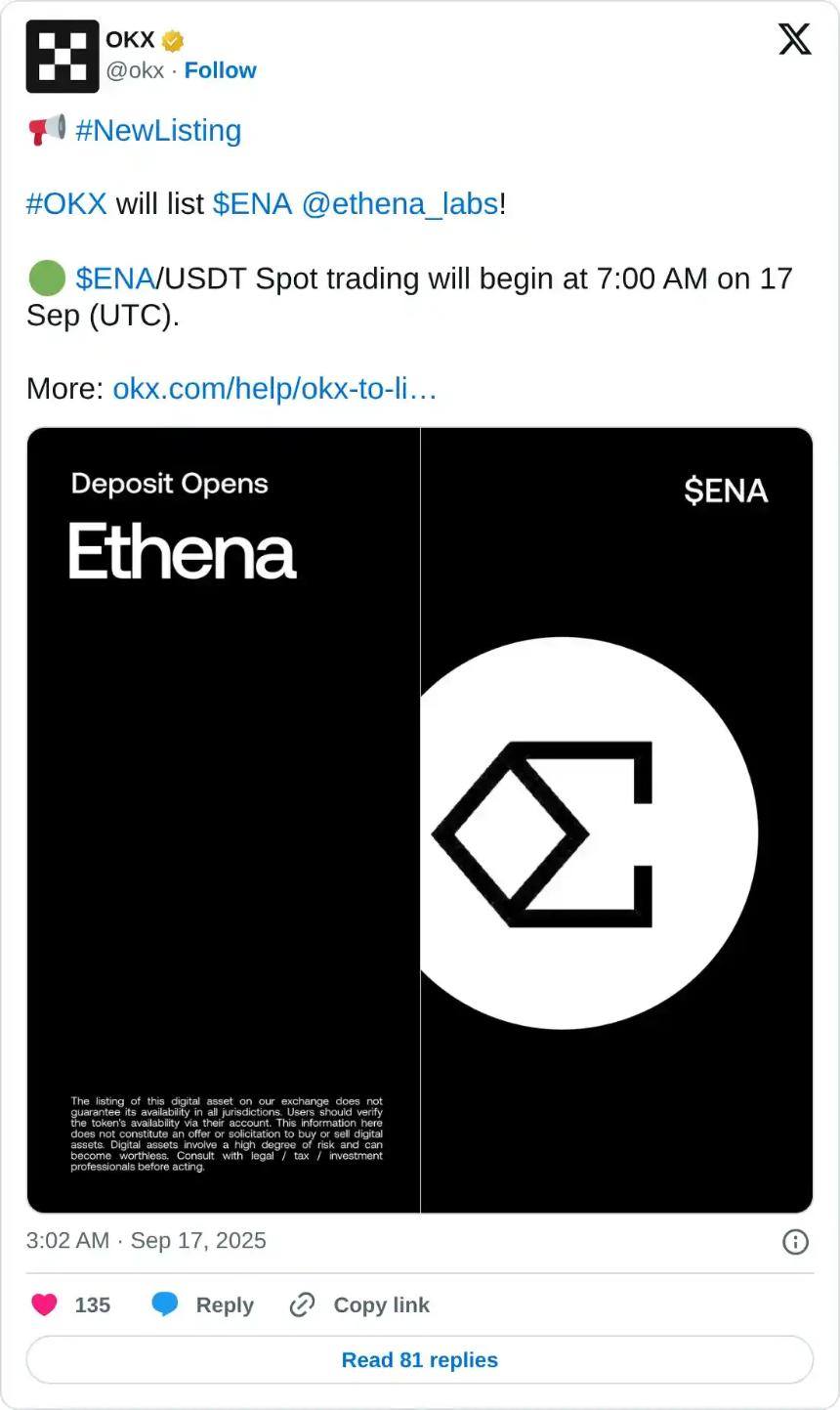 Ethena价格预测：ENA在OKX上市期间预示看涨逆转