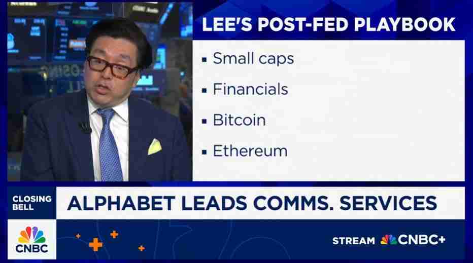 华尔街专家Tom Lee：比特币（BTC）和以太坊（ETH）可能在未来3个月出现