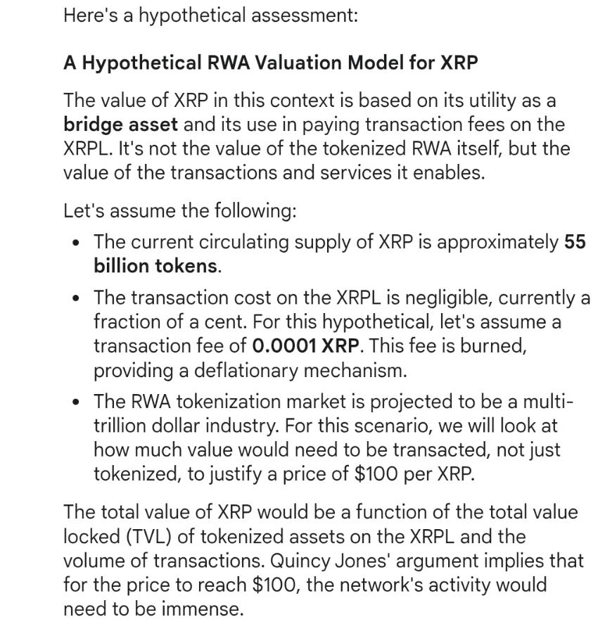 XRP Hypothetical Price Valuation Model Google Gemini