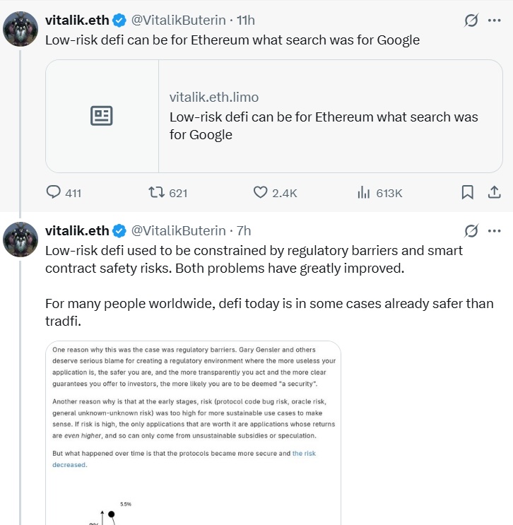 低风险 DeFi：Vitalik Buterin 提出以太坊杀手级应用新方向