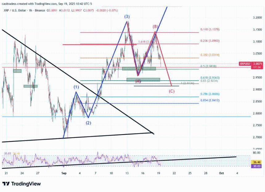 XRP 需要捍卫 2.98 美元的支撑位以避免进一步回调 – 详情