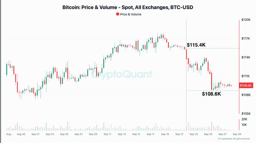 比特币价格未能突破 115,000 美元后买家有所退缩：数据