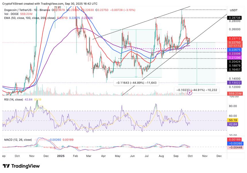 狗狗币价格预测：十月前或将迎来深度调整