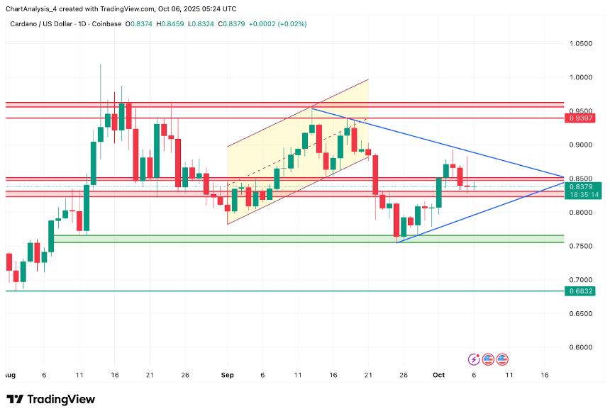 卡尔达诺价格分析：ADA盘整待突破，Coinbase储备激增462%引发市场关注