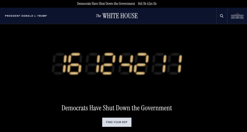美国政府关门已持续十六天，仍看不到尽头
