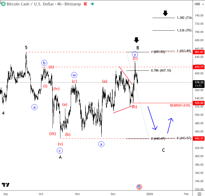 比特币现金反弹接近临界水平