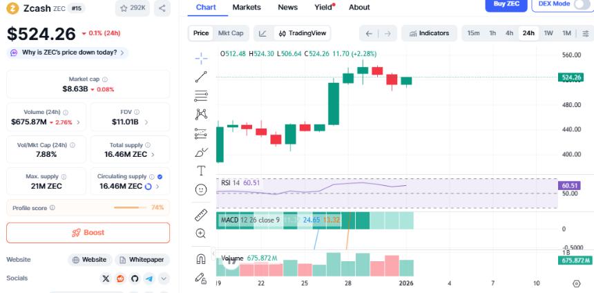 Zcash有望成为2025年涨幅最大的加密货币，隐私币引领大型加密货币市场