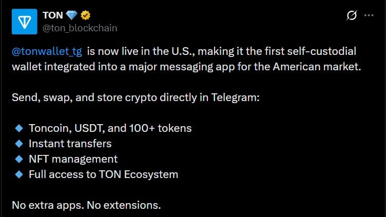 解读 Toncoin 10% 的涨幅，以及 Telegram 美国钱包的下一步意义