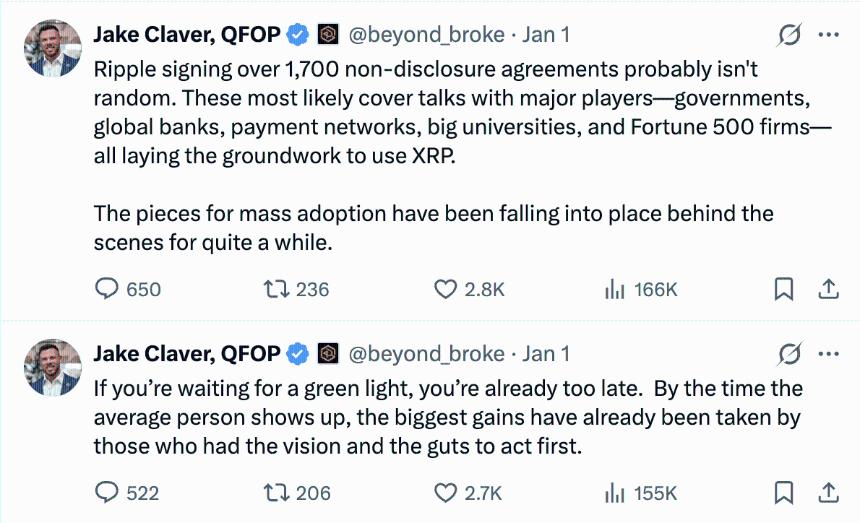 Jake Claver's comments after XRP prediction miss