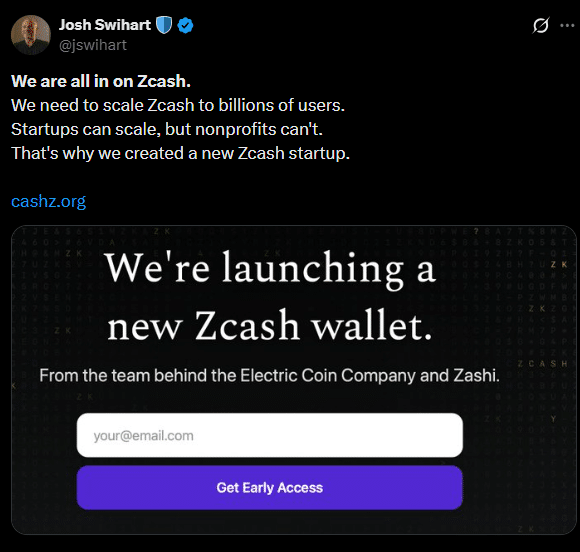 Zcash核心开发团队ECC因治理纠纷退出，将组建新公司继续使命