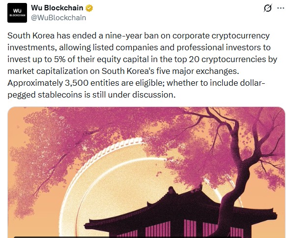 韩国加密货币禁令九年后结束：市场将于2026年发生转变