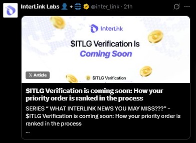 Interlink Network上市日期临近，团队公布ITLG认证信息