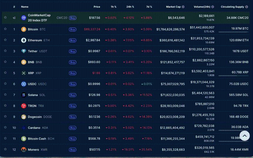 山寨币市场大幅下跌，抛售压力加剧