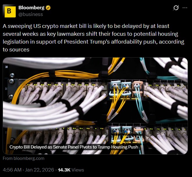 尽管特朗普表示支持，美国加密货币市场结构法案仍面临再次推迟。