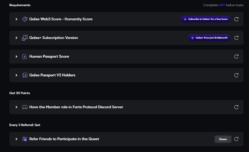 Forte Protocol Galxe任务二：身份认证要求