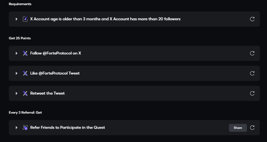 Forte Protocol Galxe任务一：Spread the Word
