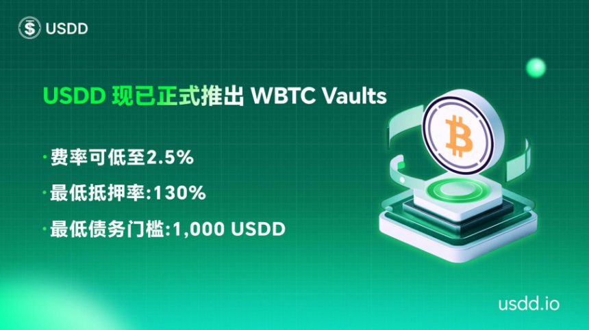 USDD推出WBTC Vault，进一步提升资产安全与稳健性